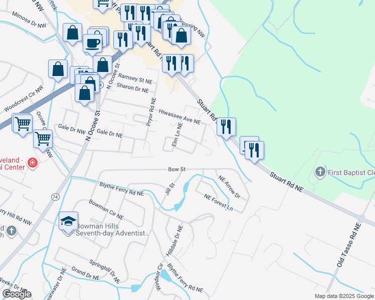 map of restaurants, bars, coffee shops, grocery stores, and more near 645 Gale Drive Northeast in Cleveland