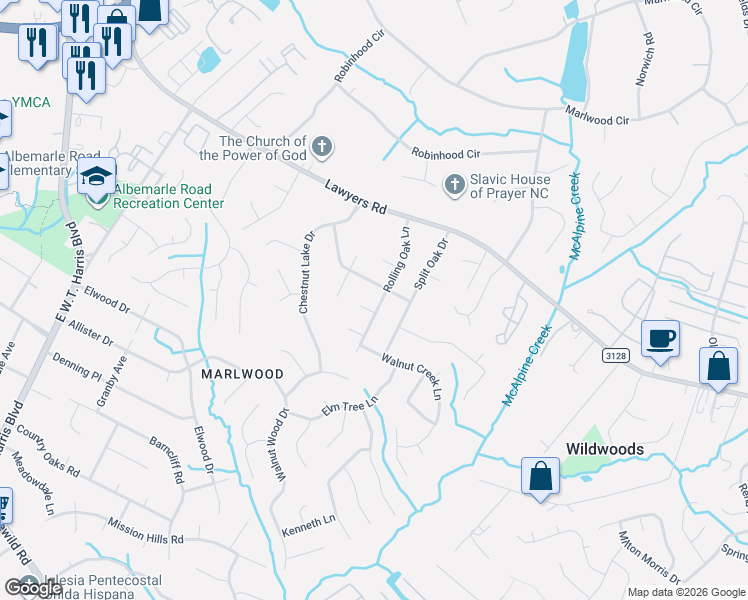 map of restaurants, bars, coffee shops, grocery stores, and more near in Charlotte