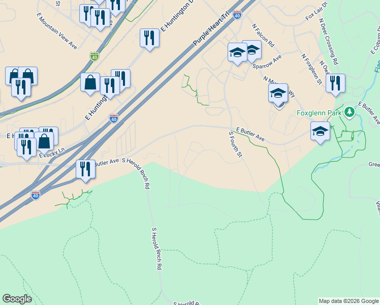 map of restaurants, bars, coffee shops, grocery stores, and more near 3200 East Butler Avenue in Flagstaff