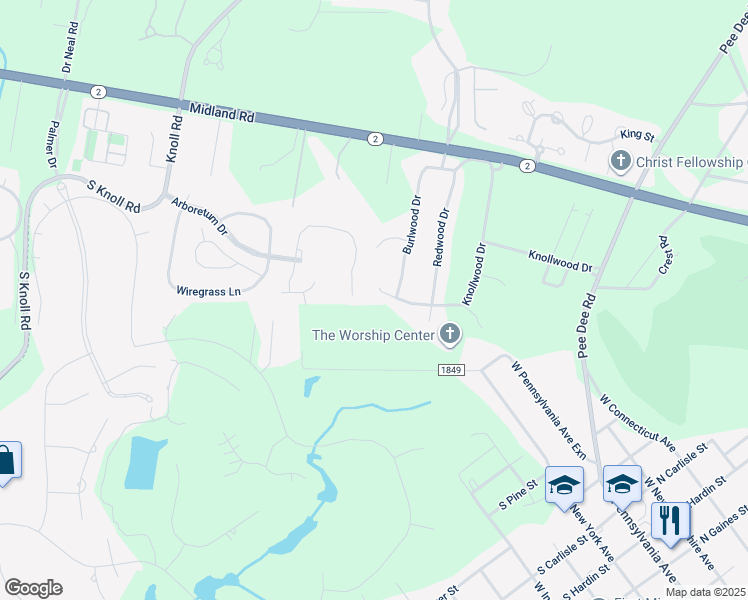 map of restaurants, bars, coffee shops, grocery stores, and more near 859 Willowood Court in Southern Pines