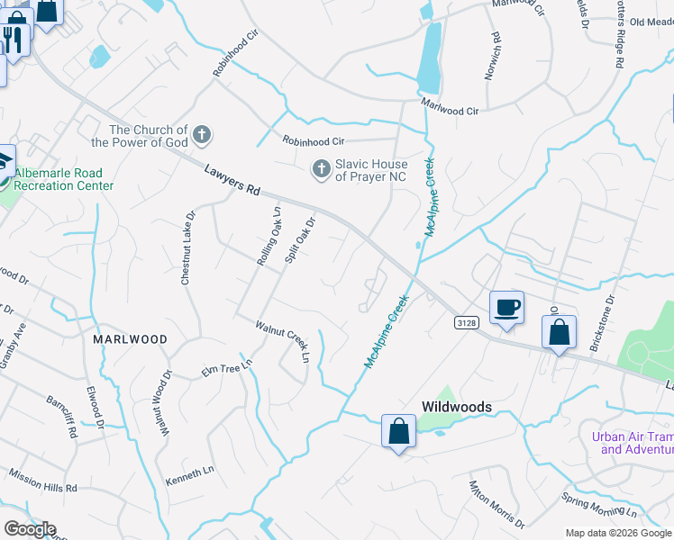 map of restaurants, bars, coffee shops, grocery stores, and more near in Charlotte