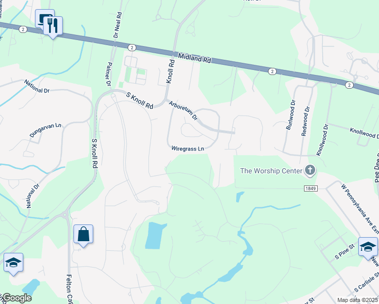 map of restaurants, bars, coffee shops, grocery stores, and more near 270 Wiregrass Lane in Southern Pines