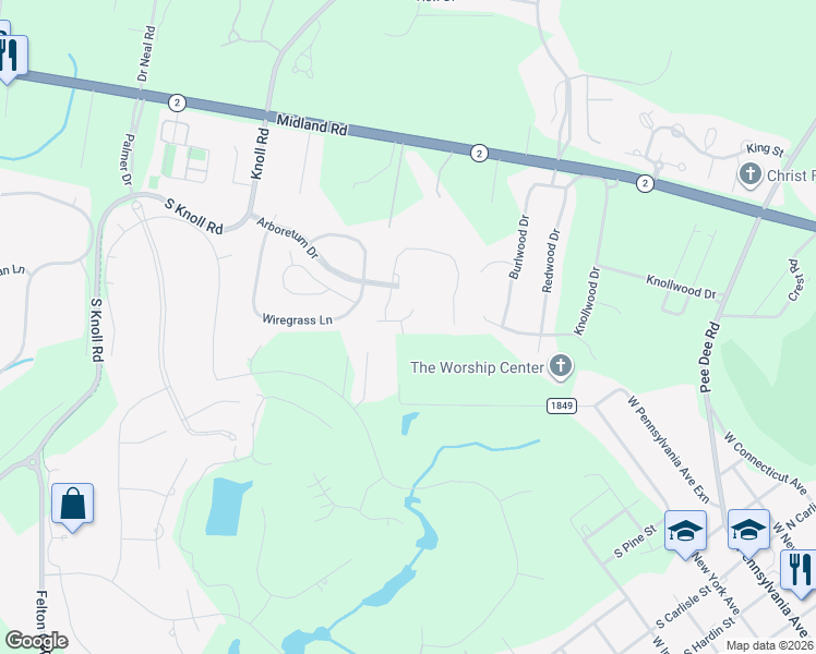 map of restaurants, bars, coffee shops, grocery stores, and more near 206 Sundew Court in Southern Pines