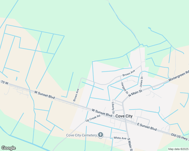 map of restaurants, bars, coffee shops, grocery stores, and more near 143 Brown Avenue in Cove City