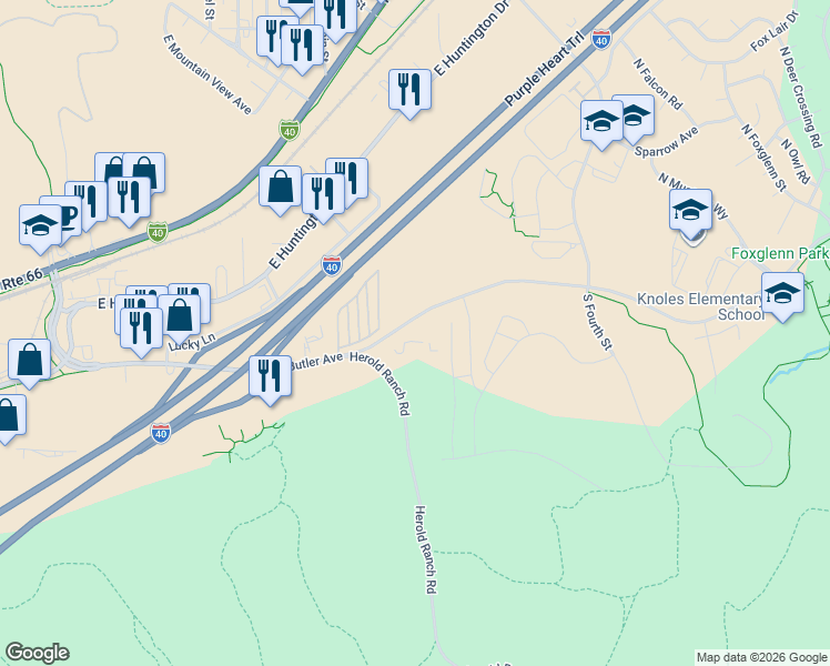 map of restaurants, bars, coffee shops, grocery stores, and more near 2989 East Butler Avenue in Flagstaff