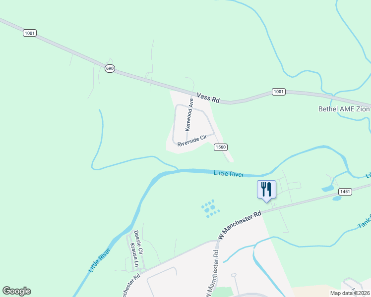 map of restaurants, bars, coffee shops, grocery stores, and more near 1144 Riverside Circle in Spring Lake