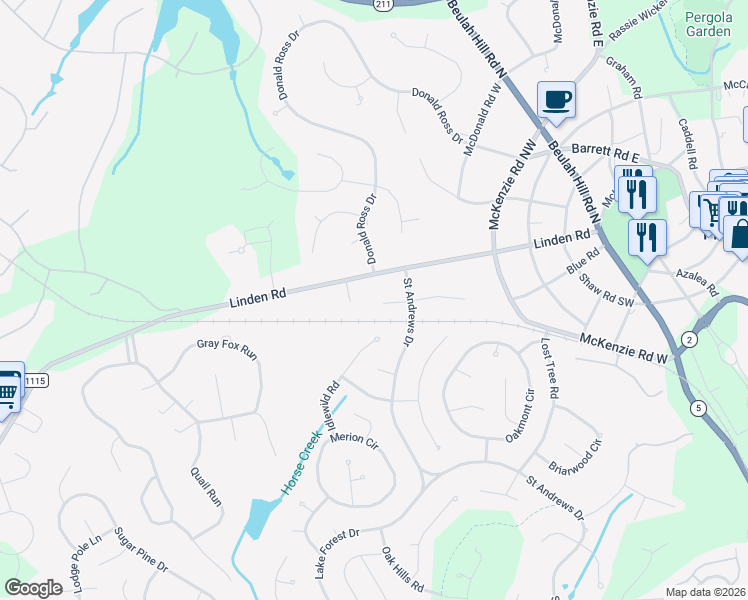 map of restaurants, bars, coffee shops, grocery stores, and more near 85 Wilson Road in Pinehurst