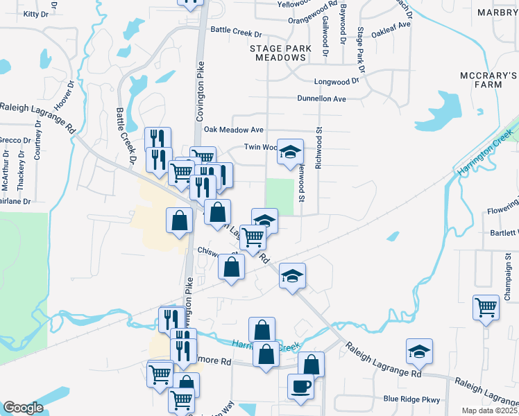 map of restaurants, bars, coffee shops, grocery stores, and more near 2487 Chiswood Street in Memphis