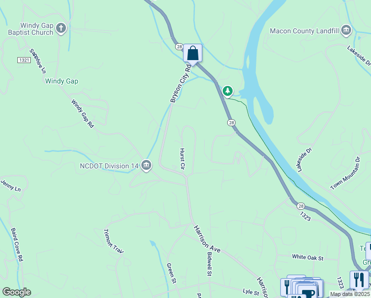 map of restaurants, bars, coffee shops, grocery stores, and more near 131 Hurst Circle in Franklin