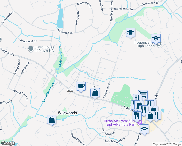 map of restaurants, bars, coffee shops, grocery stores, and more near in Charlotte