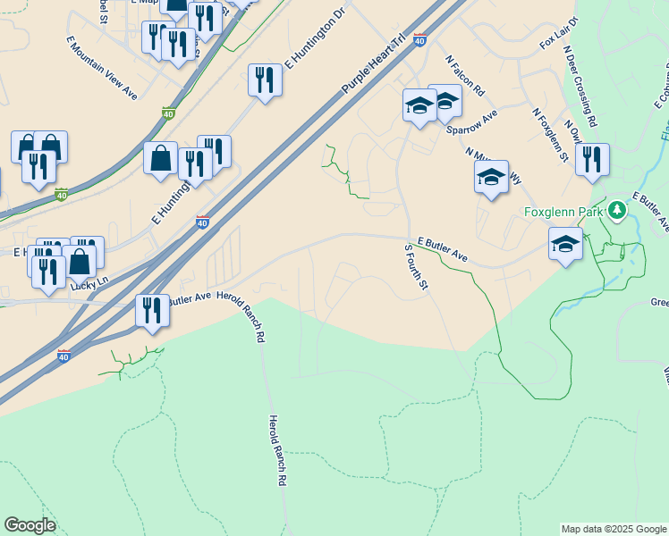 map of restaurants, bars, coffee shops, grocery stores, and more near 3200 East Butler Avenue in Flagstaff