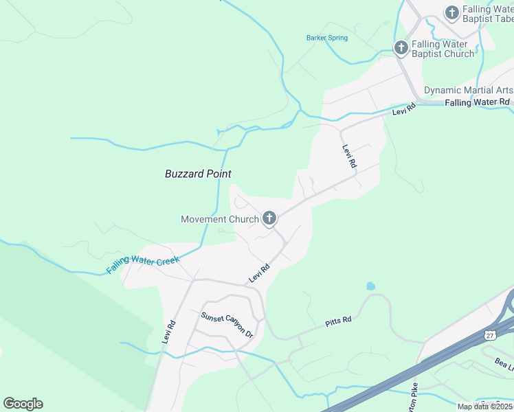 map of restaurants, bars, coffee shops, grocery stores, and more near 712 Ray Lane in Falling Water