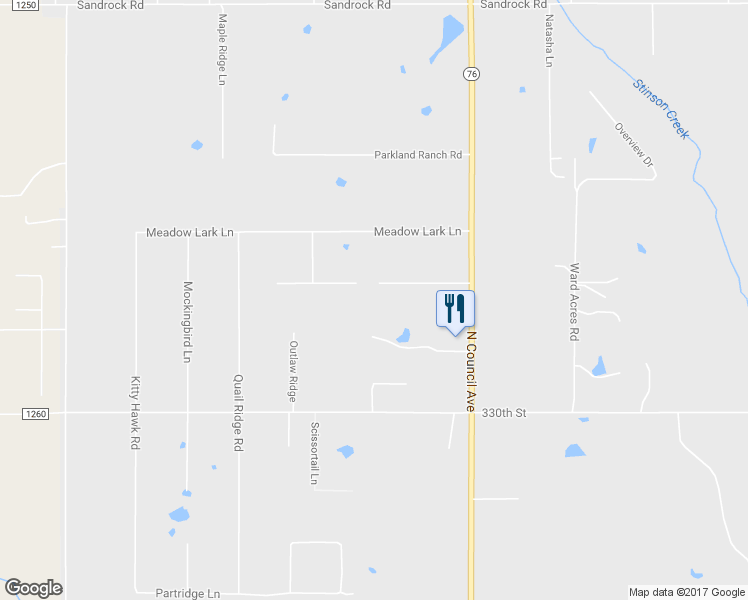 map of restaurants, bars, coffee shops, grocery stores, and more near 204 Persimmon Ridge Drive in Blanchard