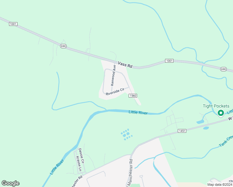 map of restaurants, bars, coffee shops, grocery stores, and more near 1004 Riverside Circle in Spring Lake