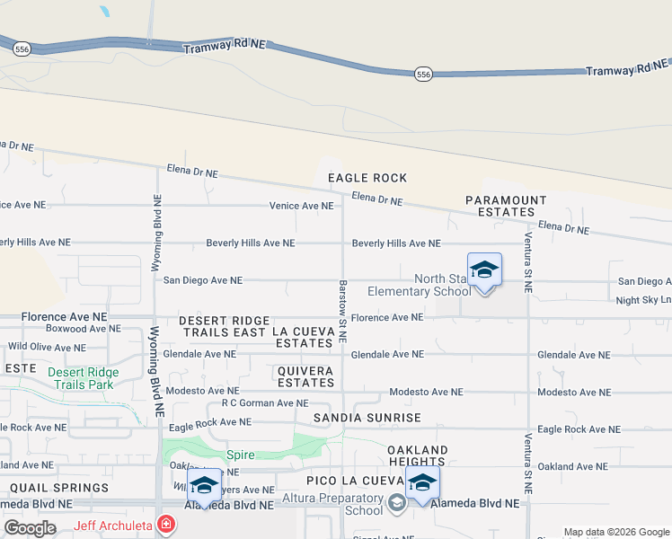 map of restaurants, bars, coffee shops, grocery stores, and more near 8340 San Diego Avenue Northeast in Albuquerque