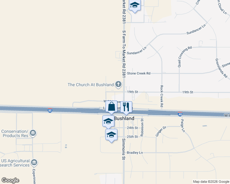 map of restaurants, bars, coffee shops, grocery stores, and more near Wells Street in Bushland