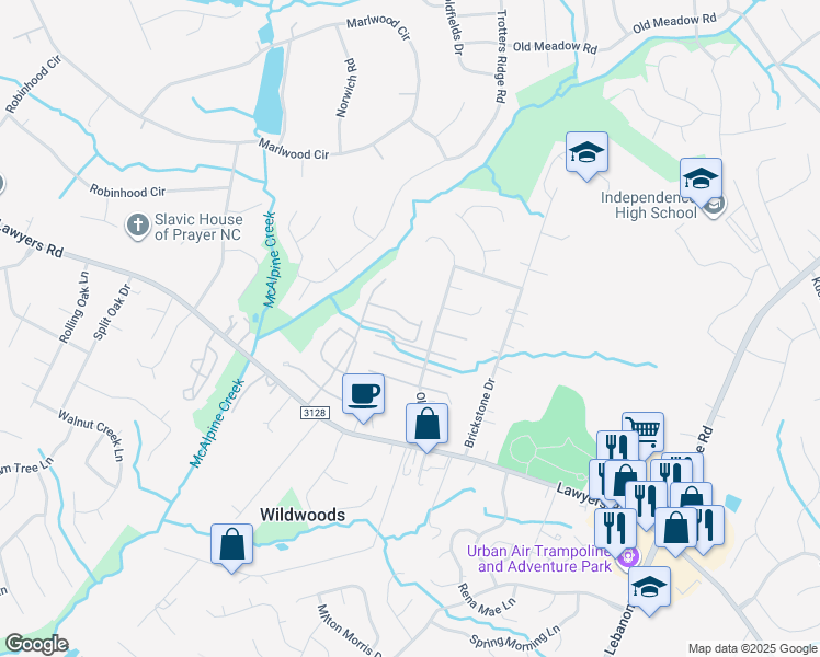 map of restaurants, bars, coffee shops, grocery stores, and more near in Charlotte