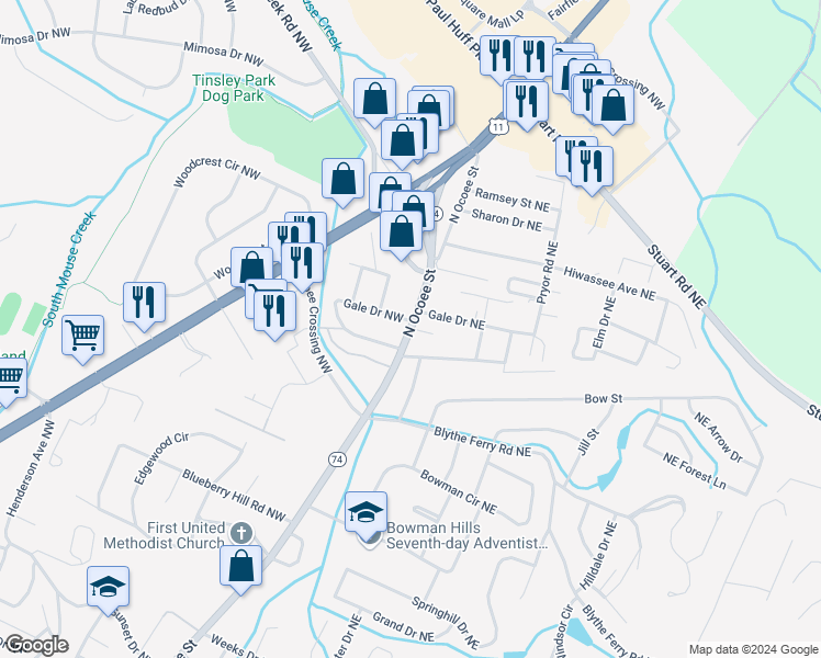 map of restaurants, bars, coffee shops, grocery stores, and more near 3944 North Ocoee Street in Cleveland