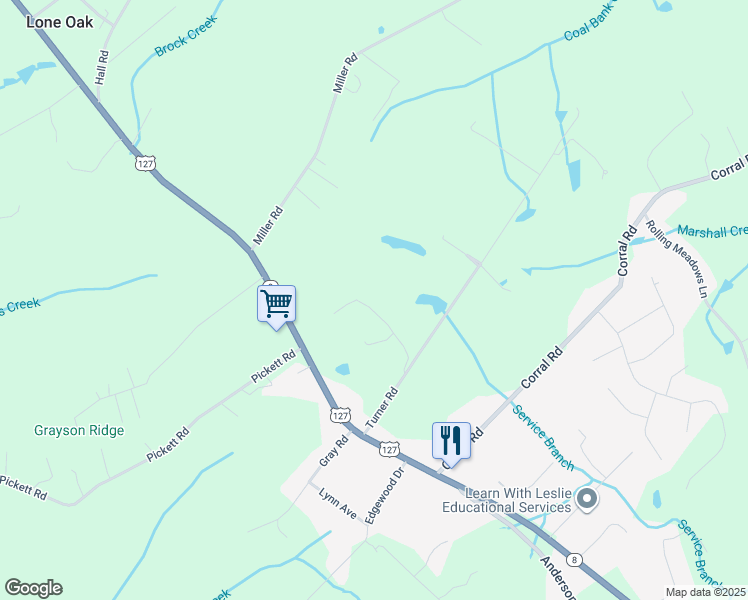 map of restaurants, bars, coffee shops, grocery stores, and more near 138 Country Lane in Signal Mountain