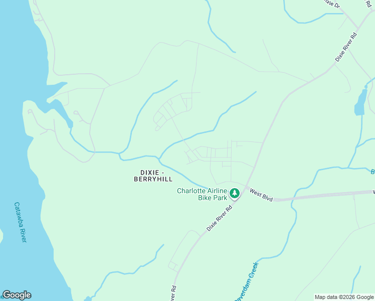 map of restaurants, bars, coffee shops, grocery stores, and more near 8124 Dixie River Road in Charlotte