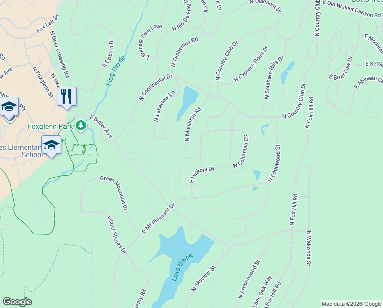map of restaurants, bars, coffee shops, grocery stores, and more near 5220 East Mockingbird Drive in Flagstaff