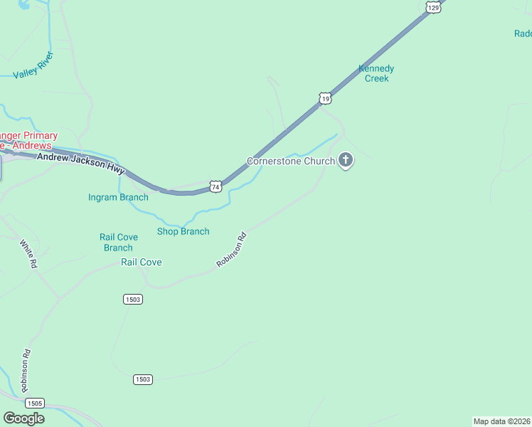 map of restaurants, bars, coffee shops, grocery stores, and more near 550 Robinson Road in Andrews