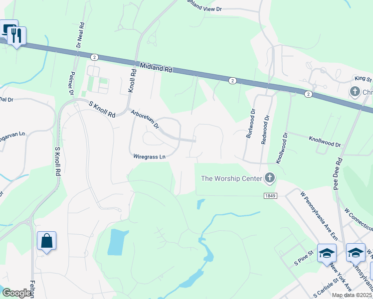 map of restaurants, bars, coffee shops, grocery stores, and more near 130 South Bracken Fern Lane in Southern Pines