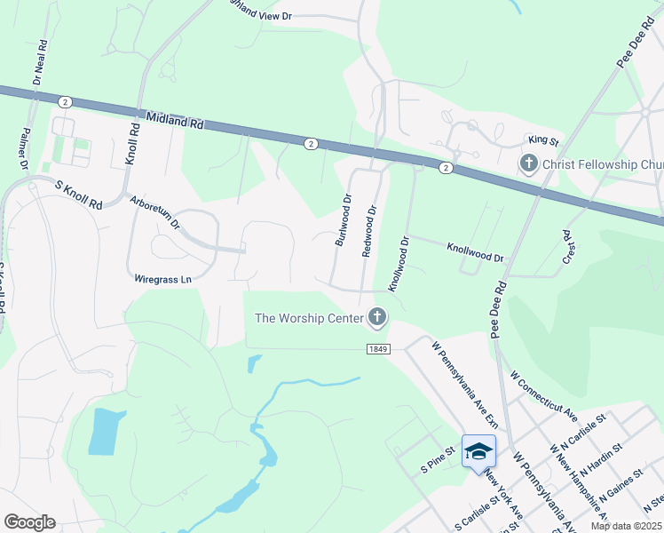 map of restaurants, bars, coffee shops, grocery stores, and more near 744 Burlwood Drive in Southern Pines