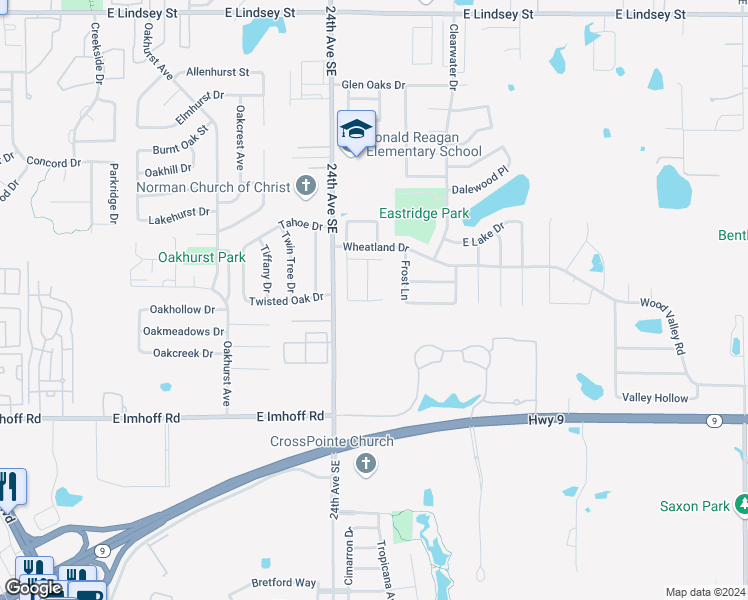 map of restaurants, bars, coffee shops, grocery stores, and more near 2009 Durham Place in Norman