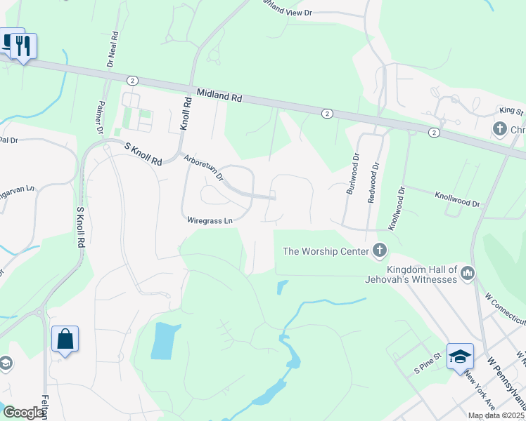 map of restaurants, bars, coffee shops, grocery stores, and more near 130 South Bracken Fern Lane in Southern Pines