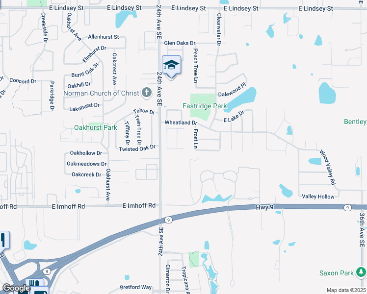 map of restaurants, bars, coffee shops, grocery stores, and more near 2511 Leeds Lane in Norman