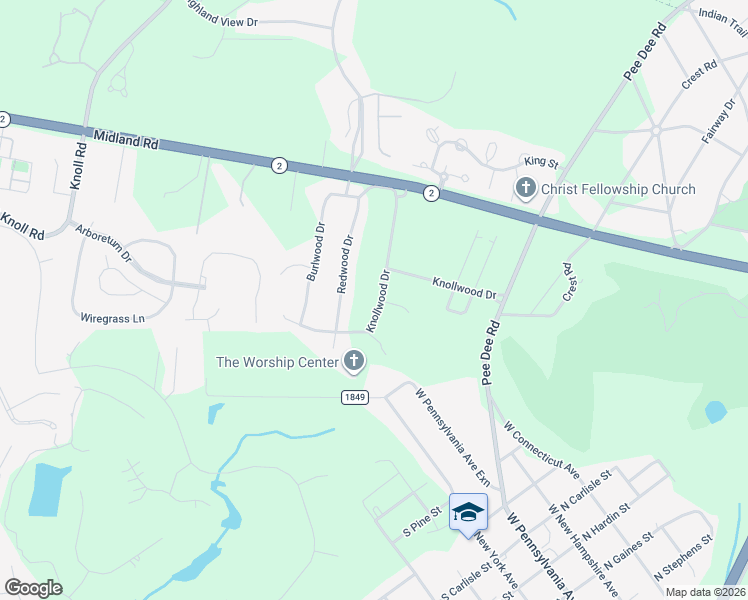 map of restaurants, bars, coffee shops, grocery stores, and more near 744 Knollwood Drive in Southern Pines
