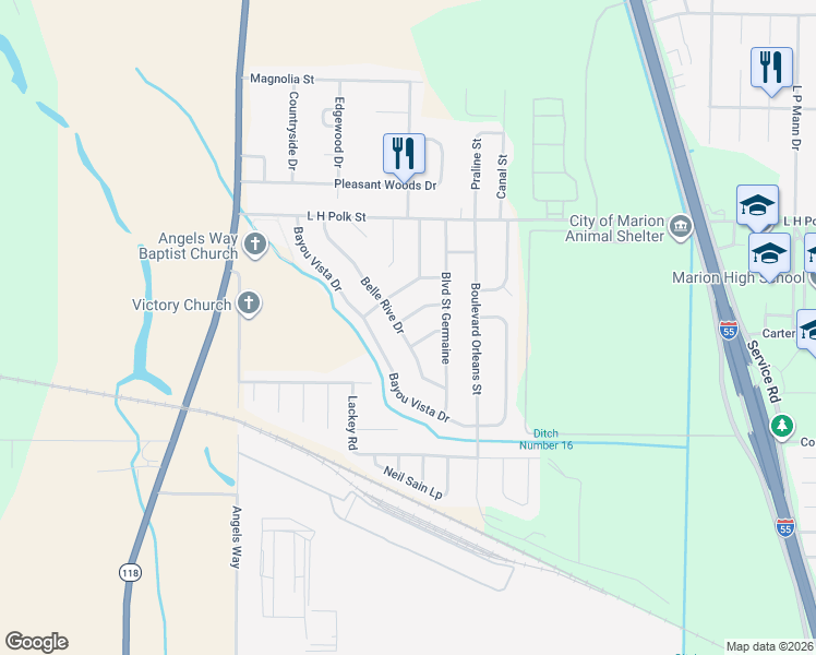 map of restaurants, bars, coffee shops, grocery stores, and more near 903 Rue Saint Andre in Marion