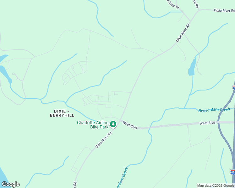 map of restaurants, bars, coffee shops, grocery stores, and more near 8301 Dixie River Road in Charlotte