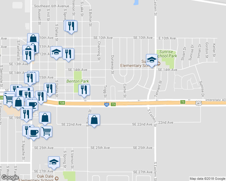 map of restaurants, bars, coffee shops, grocery stores, and more near 4409 Interstate 40 Access Road in Amarillo