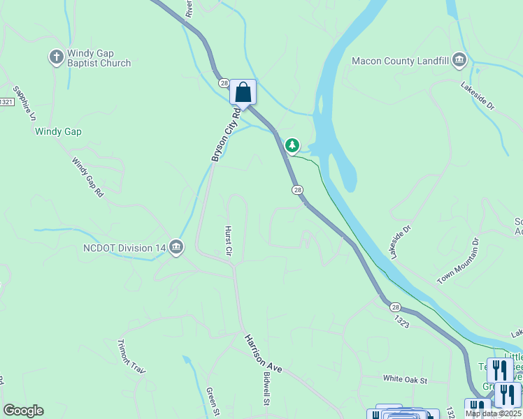 map of restaurants, bars, coffee shops, grocery stores, and more near 575 Riverview Heights Street in Franklin