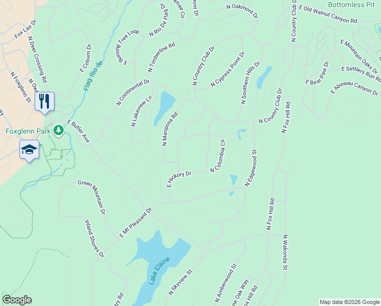 map of restaurants, bars, coffee shops, grocery stores, and more near 5150 East Blue Jay Lane in Flagstaff