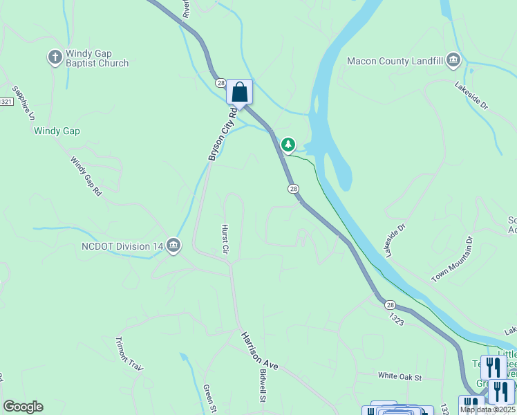 map of restaurants, bars, coffee shops, grocery stores, and more near 575 Riverview Heights Street in Franklin