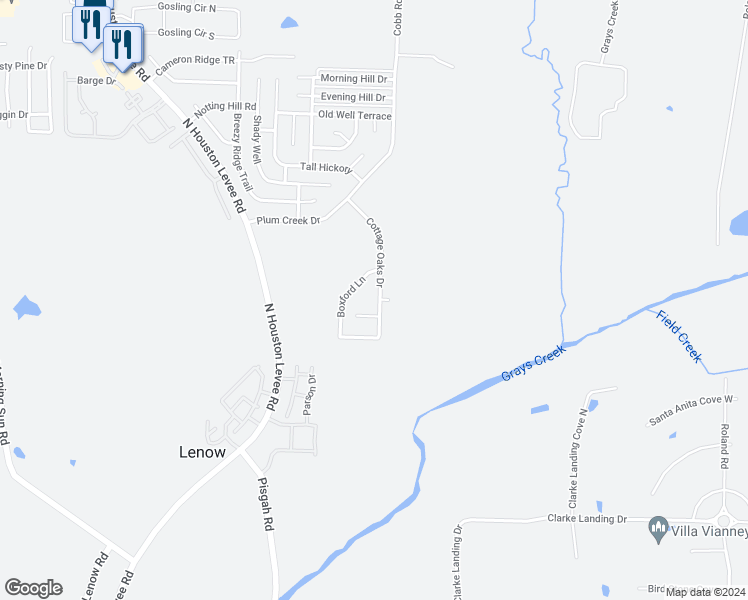 map of restaurants, bars, coffee shops, grocery stores, and more near 10345 Cottage Oaks Drive in Memphis