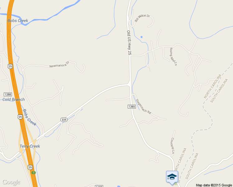 map of restaurants, bars, coffee shops, grocery stores, and more near 155 Bobs Creek Road in Zirconia