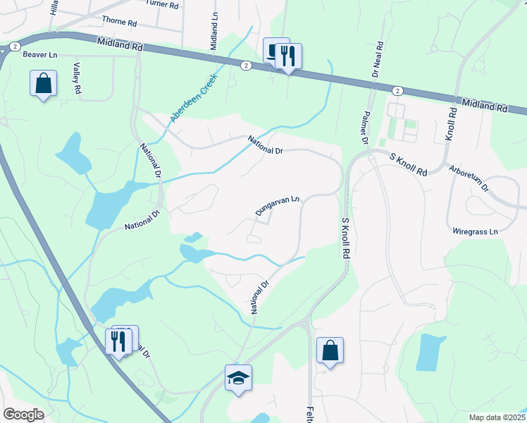 map of restaurants, bars, coffee shops, grocery stores, and more near 37 Dungarvan Lane in Pinehurst