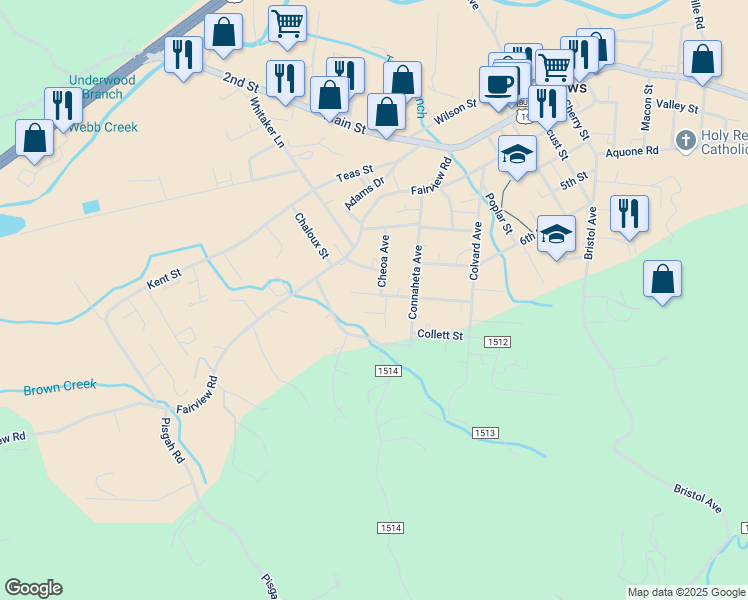 map of restaurants, bars, coffee shops, grocery stores, and more near 237 Tatham Street in Andrews