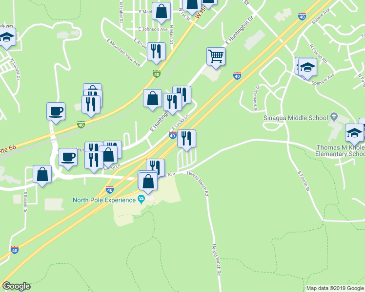 map of restaurants, bars, coffee shops, grocery stores, and more near 2760 East Butler Avenue in Flagstaff