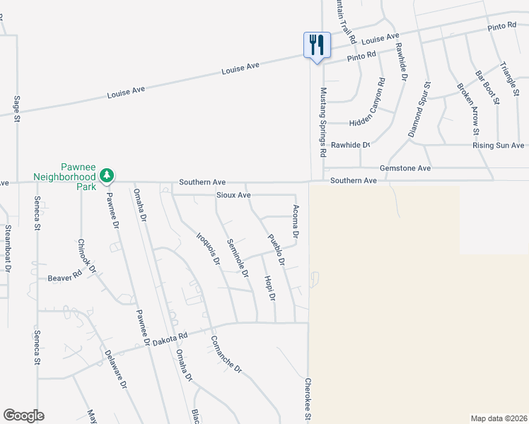 map of restaurants, bars, coffee shops, grocery stores, and more near 3921 Pueblo Lane in Kingman