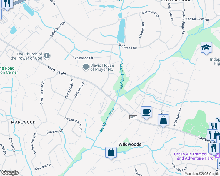map of restaurants, bars, coffee shops, grocery stores, and more near 8160 Ottawa Lane in Charlotte