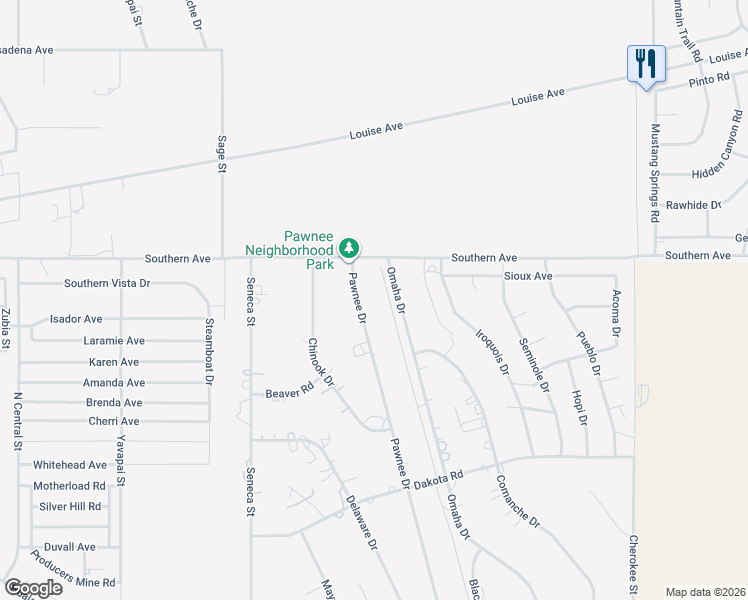 map of restaurants, bars, coffee shops, grocery stores, and more near 2196 Pawnee Drive in Kingman