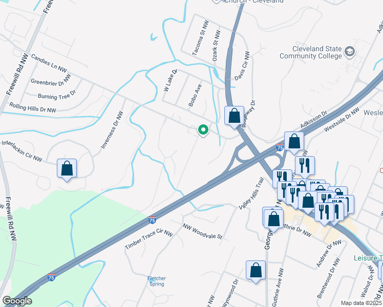 map of restaurants, bars, coffee shops, grocery stores, and more near 2015 Fletcher Road Northwest in Cleveland