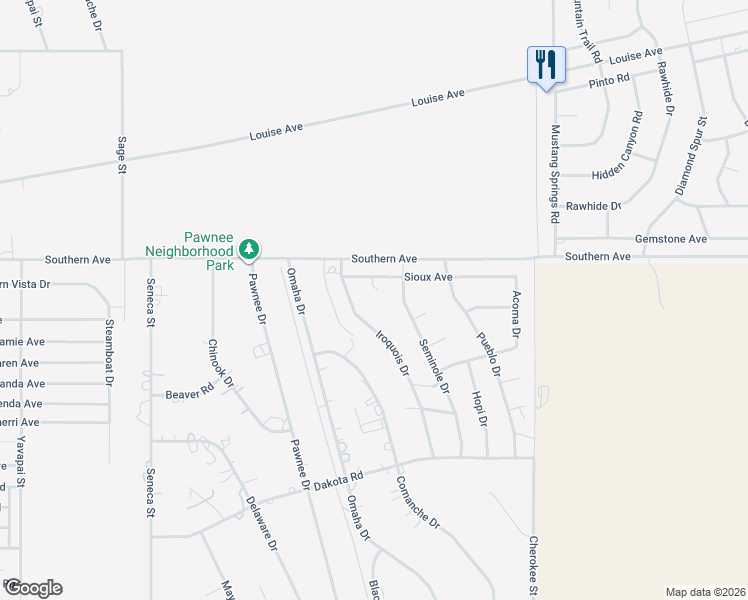 map of restaurants, bars, coffee shops, grocery stores, and more near 3802 Sioux Avenue in Kingman