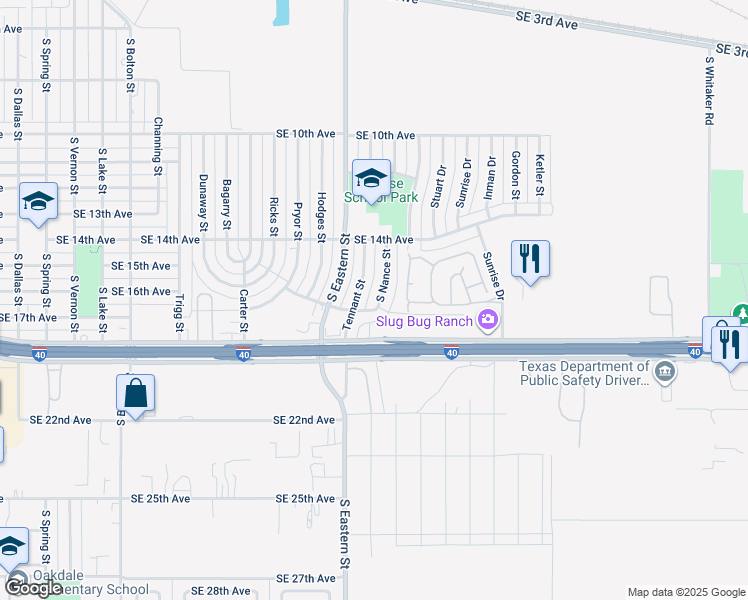 map of restaurants, bars, coffee shops, grocery stores, and more near 1418 South Nance Street in Amarillo