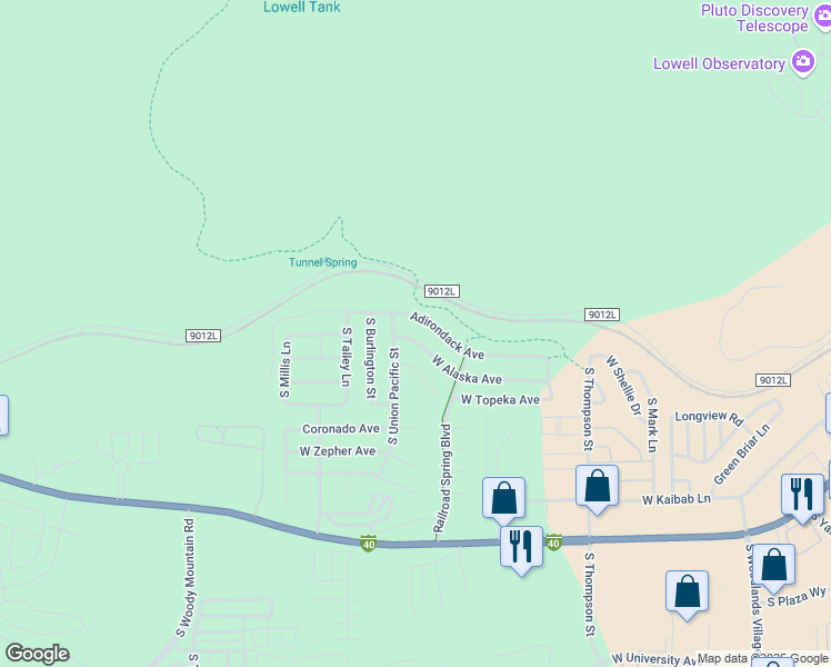 map of restaurants, bars, coffee shops, grocery stores, and more near 2452 West Alaska Avenue in Flagstaff
